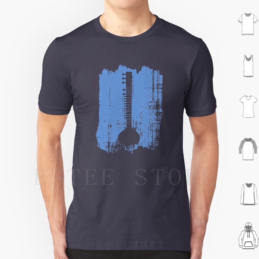 Musical Instrument Sitar - Indian Sitar T Shirt Print Cotton