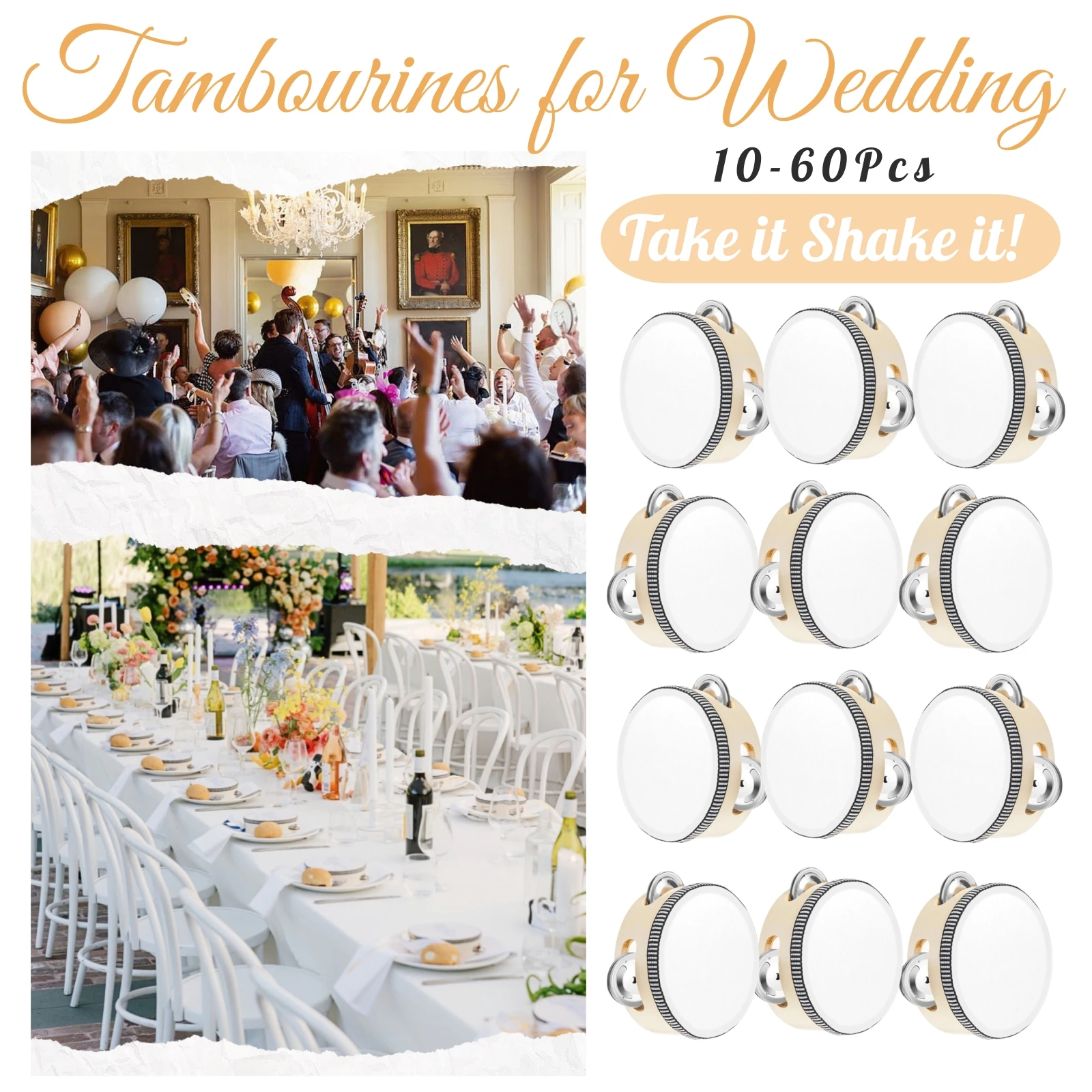 10-60Pcs Wedding Tambourines S - Musical Instrument In Chinese 评论和价格