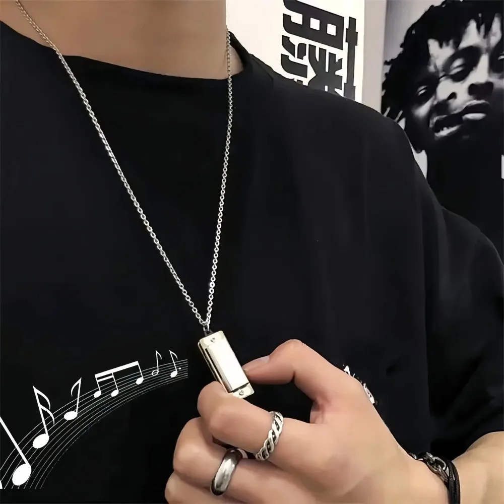 Mini Harmonica Necklace Men an - Musical Instrument Blow 评论和价格